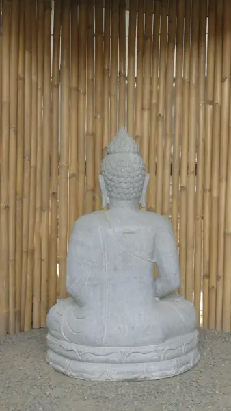 Product image 7 of the product “Seated Buddha made of Riverstone in Dhyana position - gesture of meditation, H.102,5 cm, natural. ”